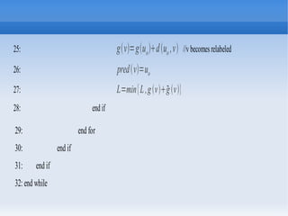 25: gv=guoduo ,v //vbecomesrelabeled
26: predv=uo
27: L=min{L,gvgv}
28: endif
29: end for
30: end if
31: endif
32:endwhile
 