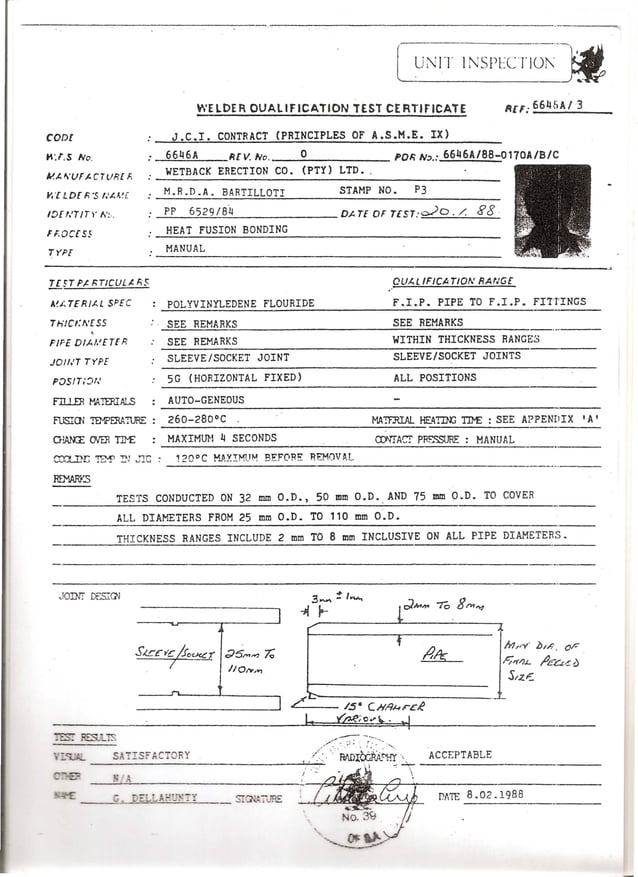 WELDER QUALIFICATION TEST CERTIFICATE | PDF