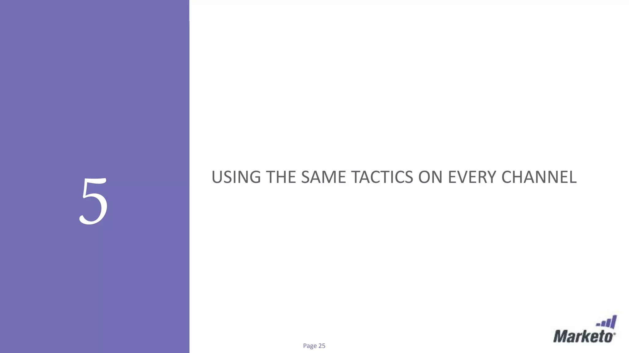 Page 25© Marketo, Inc. 7/26/2016
5 USING THE SAME TACTICS ON EVERY CHANNEL
 