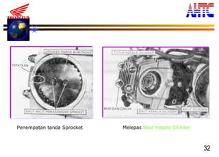 32
Penempatan tanda Sprocket Melepas Baut Kepala Silinder
 