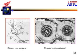 53
Melepas mur pengunci Melepas kopling satu arah
 