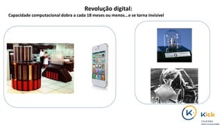 Revolução digital:
Capacidade computacional dobra a cada 18 meses ou menos...e se torna invisível
 
