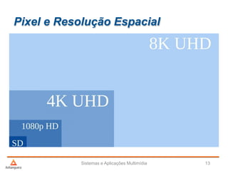 Pixel e Resolução Espacial
Sistemas e Aplicações Multimídia 13
 