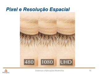 Pixel e Resolução Espacial
Sistemas e Aplicações Multimídia 16
 