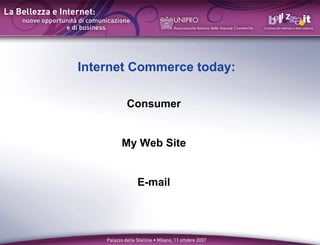 Internet Commerce today:

       Consumer


      My Web Site


         E-mail
 