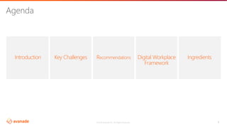 ©2018 Avanade Inc. All Rights Reserved. 2
Introduction Key Challenges Recommendations Digital Workplace
Framework
Ingredients
Agenda
 