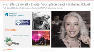 ©2018 Avanade Inc. All Rights Reserved. 3
Michelle Caldwell - Digital Workplace Lead -@shellecaldwell
3
PMP, CSM, SSGB, Certified Innovation Facilitator, MS MVP & Regional Director
 