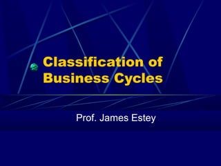 Classification of
Business Cycles
Prof. James Estey
 
