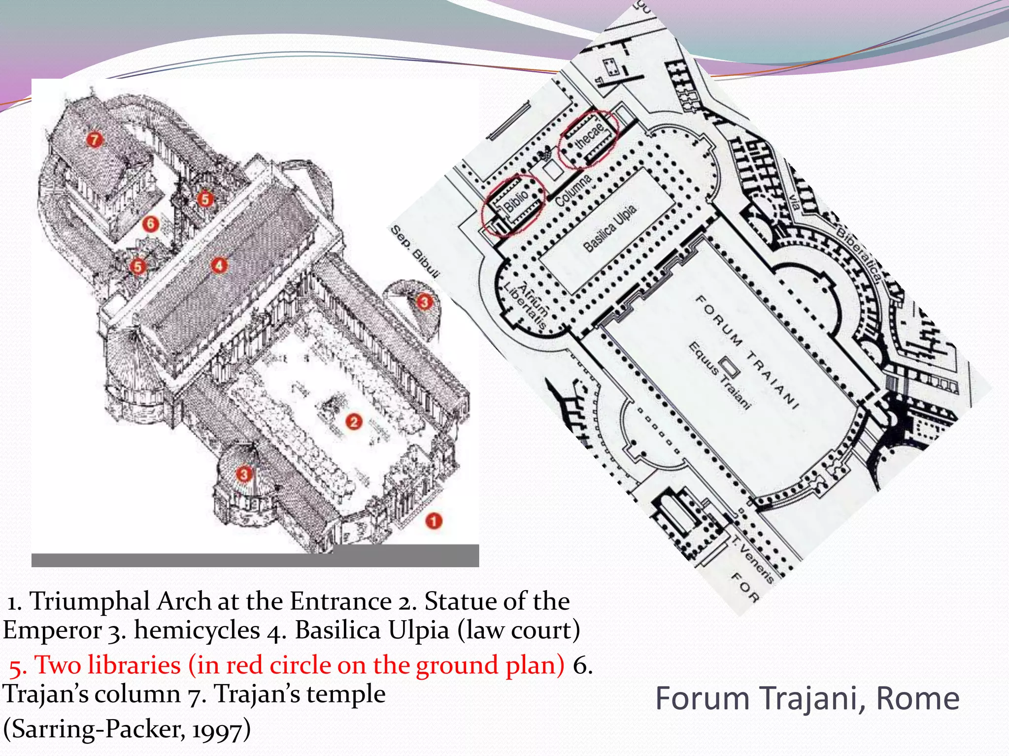 The first Roman libraries were private and were constituted by the books that were seized by the generals in the East campaigns.