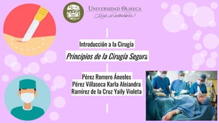Introducción a la Cirugía
Principios de la Cirugía Segura
Pérez Romero Ángeles
Pérez Villaseca Karla Alejandra
Ramírez de la Cruz Yaily Violeta
 