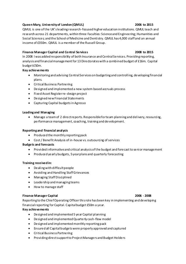 QMUL CV Achievements