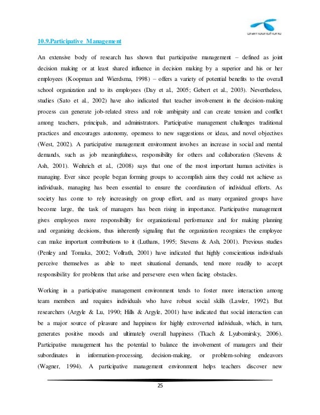 Term paper on participative management