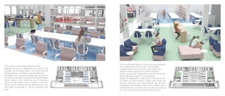 The furniture and overall aesthetic of the
building has just as important of a role to the
remodel as the layout does. And right now the
building leaves us feeling uncomfortable and
uninspired. So I wanted to update the furniture to
be inviting and cater towards the computer based
studio classes. Each table has built-in charging
ports so there aren’t cords running all over the
studio. This is a freshman and sophomore studio
with plenty of storage for various materials and
tools.
This is a breakout space is meant for group projects
and collaboration. It also has a mini lounge if
students need a break during a late night work
session. Glass panels act as buffers between
studios to separate classes but make the spaces feel
less stuffy and closed off. A sliding panel
system is designed to make up for the loss in pin-
up space by incorporating a glass wall. These see
through partitions and pinup boards can be seen
throughout the building. I think this is a great way to
invite students to see what other studios are working
on. This is something that drives studio culture.
building has just as important of a role to the
remodel as the layout does. And right now the
uninspired. So I wanted to update the furniture to
be inviting and cater towards the computer based
studio classes. Each table has built-in charging
ports so there aren’t cords running all over the
studio. This is a freshman and sophomore studio
with plenty of storage for various materials and
 