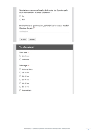 Mémoire 2017 – La place du marketing conversationnel automatisé dans la relation client.
XIXI
 