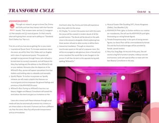 15Circle AdTRANSFORM CYCLE
#SHINEON EVENT:
Through our research, we got to know Zoe, Emma
and Sofia and how they interact with their favorite
brands. Their answers were: we love (1) Instagram
(2) free samples and (3) musical guests. So that’s exactly
what we’re giving them, except we’re adding our “Standards
Don’t Define You” flair to it.
First, let us tell you how we are getting Her to your event:
1.	 Inspirational Quote Stunt: To increase awareness about
the event, we will hit New York, Dallas and Los Angeles
with a slew of inspirational quotes. The quotes will
spotlight strong women through history who refused to
be tied down by society’s standards, and will feature the
Mary Kay hashtag and the address to the #ShineOn tab
on your website. Moments after the departure of the
#ShineOn Bus, quotes will appear everywhere from bus
shelters and building sides to sidewalks and stairwells.
2.	Spotify Playlist: To further incorporate our Spotify
initiative, we will create a playlist that features our
musical guests and encompasses the general feelings and
emotions of the #SHINEON event.
3.	#ShineOn Bus: During our #ShineOn bus tour, our
beauty vloggers and Beauty Consultants will spread the
word about the event and give out invitations to Her.
Users who interact with these initiatives through social
media will also be automatically entered into a lottery to
win three tickets to the event. If winners are from a different
city than the event, Mary Kay will provide transportation
and accommodation.
And here’s what Zoe, Emma and Sofia will experience
when they walk into the venue:
1.	 Art Display: To connect the quotes stunt with the event,
the venue will be covered in modern decals of all the
quoted women. The decals will be placed on the walls
close to the entrance alongside a blurb explaining how
these women refused to allow society to define them.
2.	Interactive Installation: Through an interactive
touchscreen panel on the wall of a separate room, She
will be encouraged to take glamour shots of herself and
write a standard She would like to see changed on the
picture. It will then be sent to the opposite facing wall,
spelling “#ShineOn.”
3.	Musical Guests: Ellie Goulding (NY), Kacey Musgraves
(Dallas), Sara Bareilles (LA)
4.	#SHINEON Pink Lights: to further reinforce our creative
wo-mandatories, She will see the #SHINEON pink lights
illuminating our strong female figures.
5.	Female Entrepreneurship: in the spirit of strong women
figures, our dance floor will be commandeered by female
DJs and the food and beverages will be provided by
female-owned vendors
6.	Mary Kay Swag Bags: At the end of the party, She will
receive a bag full of product samples, makeup tutorials
and business cards with special offers to meet with the
best Beauty Consultants in the area.
al
Earned
Internal
Owned
Internal
Paid Mary’d
 