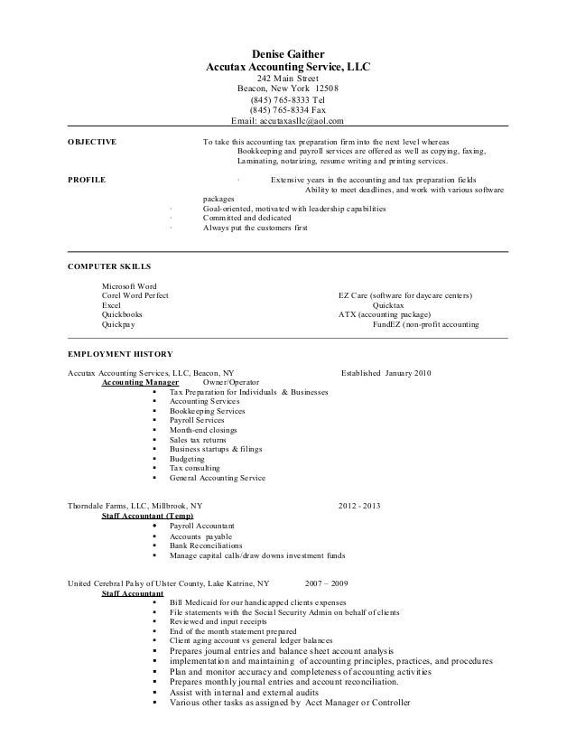 tax preparation resumes