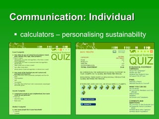 Communication: IndividualCommunication: Individual
calculators – personalising sustainability
 