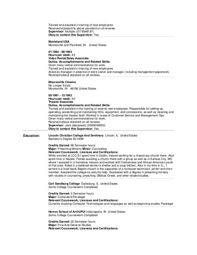 resume some college