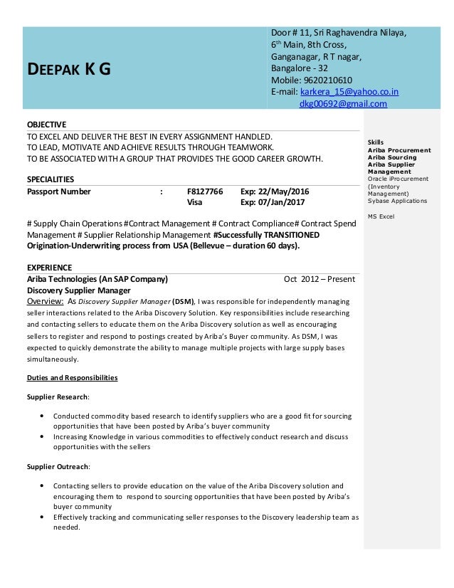deepak resume contract compliance resume