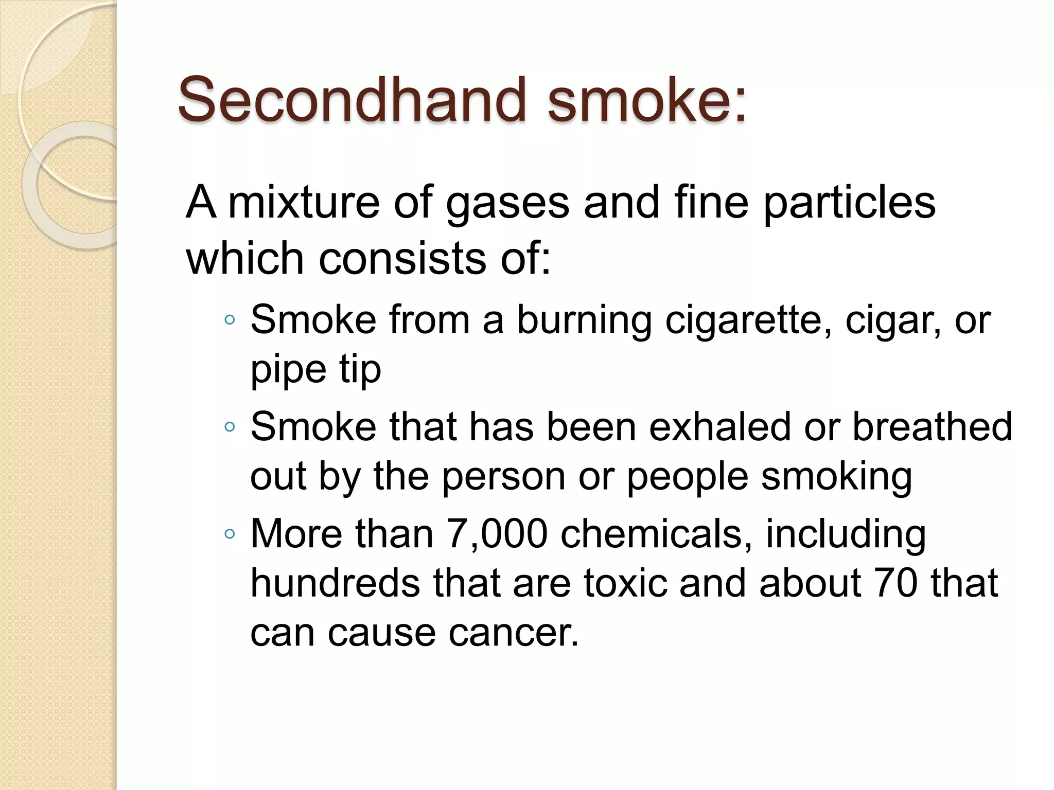 second hand cigarette smoke meaning Health Problems Caused by Secondhand | Smoking and Tobacco Use Does Second Hand Smoke Kill?