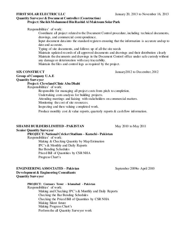 quantity surveyor cv barca fontanacountryinn com quantity surveyor cv