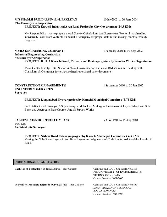 Furrukh Shahzad CV Quantity Surveyor