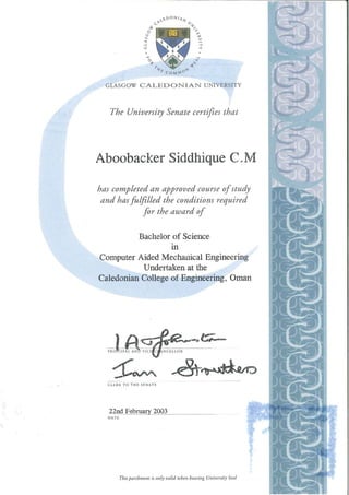 Bsc Certificate