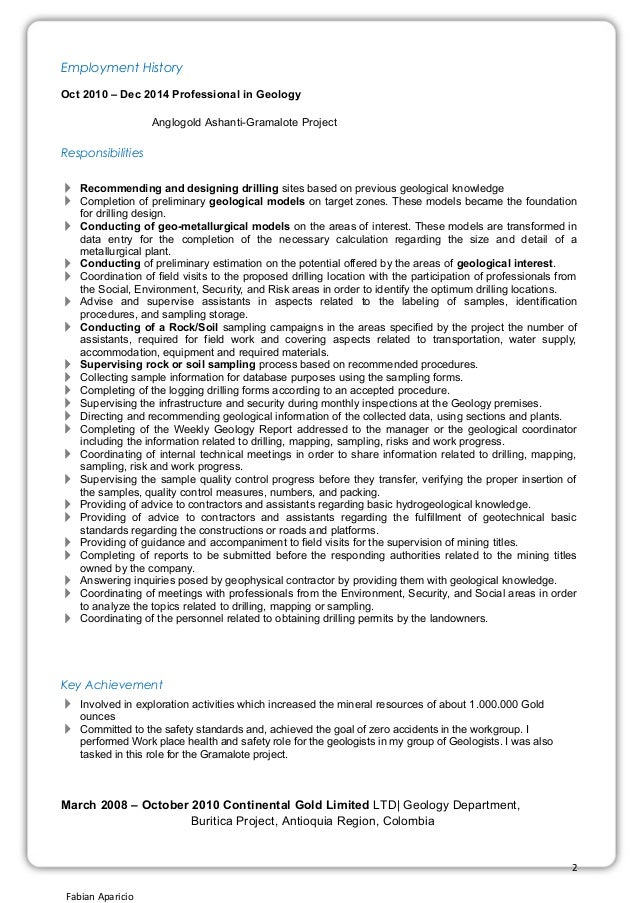 geologist resume