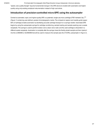 Solid Auto Sampling Automated Chromatographic Solid-Phase Extraction Using an Autosampler ...