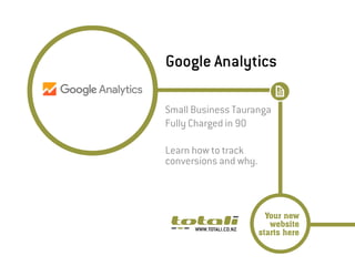 Google Analytics
Small Business Tauranga
Fully Charged in 90
Learn how to track
conversions and why.
 