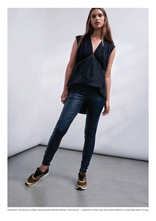 OW2100 TWINING CUPRO JACQUARD DRAPE FRONT TOP black I OW3100 FORTUNE QUILTED STRETCH LEATHER PANT forge
 