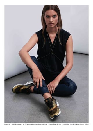 OW2100 TWINING CUPRO JACQUARD DRAPE FRONT TOP black I OW3100 FORTUNE QUILTED STRETCH LEATHER PANT forge
 