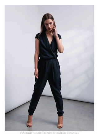 OW7100 SEVEN TREASURES CROSS FRONT CUPRO JACQUARD JUMPSUIT black
 
