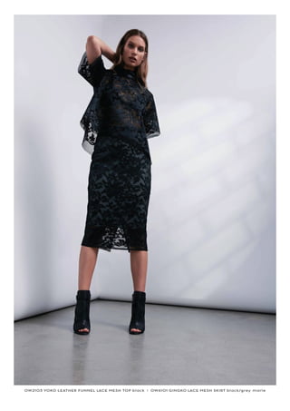 OW2103 YOKO LEATHER FUNNEL CE MESH TOP black I OW6101 GINGKO CE MESH SKIRT black/grey marle
 