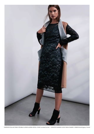 OW5103 COLLECTIBLE DOUBLE YER MBS WOOL COAT smoke/camel I OW4102 GINGKO CE MESH SHEER V DRESS black/grey marle
 