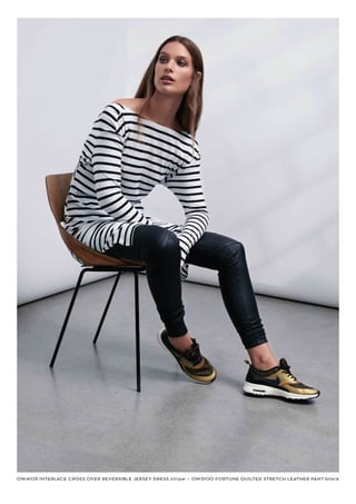 OW4105 INTER CE CROSS OVER REVERSIBLE JERSEY DRESS stripe I OW3100 FORTUNE QUILTED STRETCH LEATHER PANT black
 