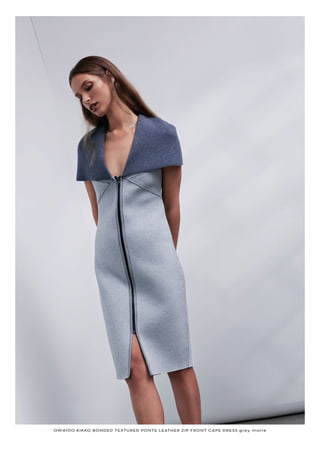 OW4100 KIKKO BONDED TEXTURED PONTE LEATHER ZIP FRONT CAPE DRESS grey marle
 