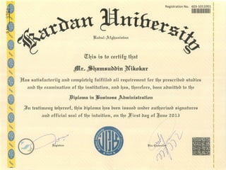 Shamsuddin Nikokar's Diploma in BA