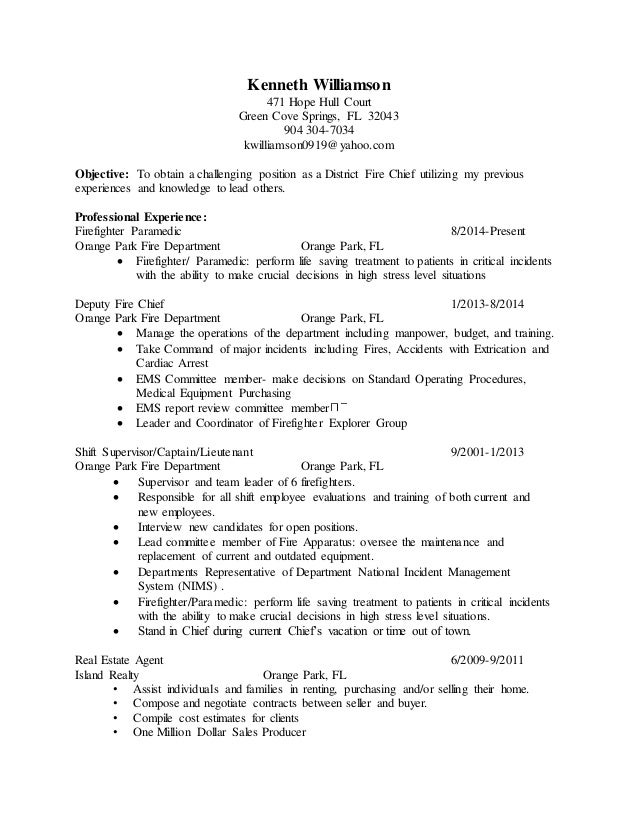 District Chief Resume