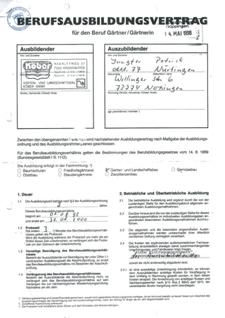 1998 April Berufsausbildungsvertrag GaLaBau