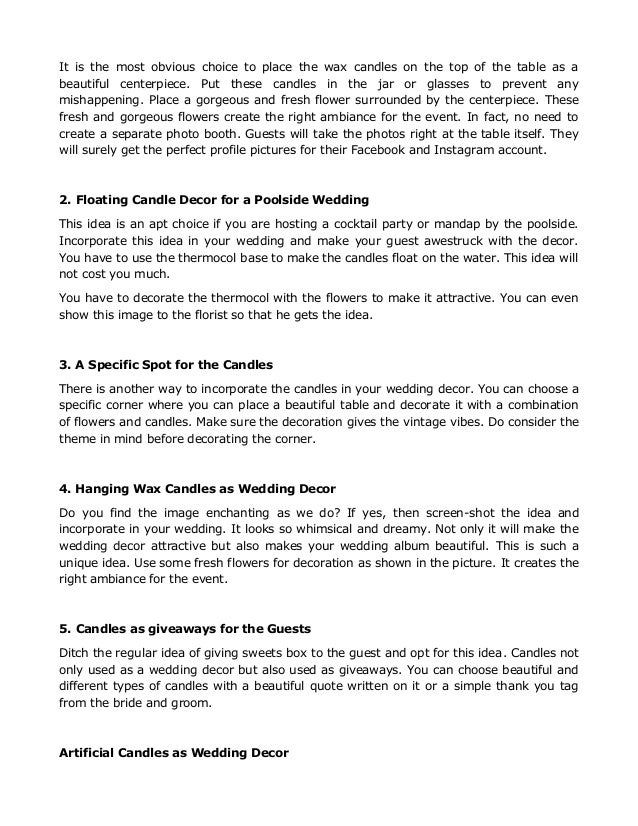 8 Candle Decoration Ideas To Light Up Your Wedding Decor Wingding Planning