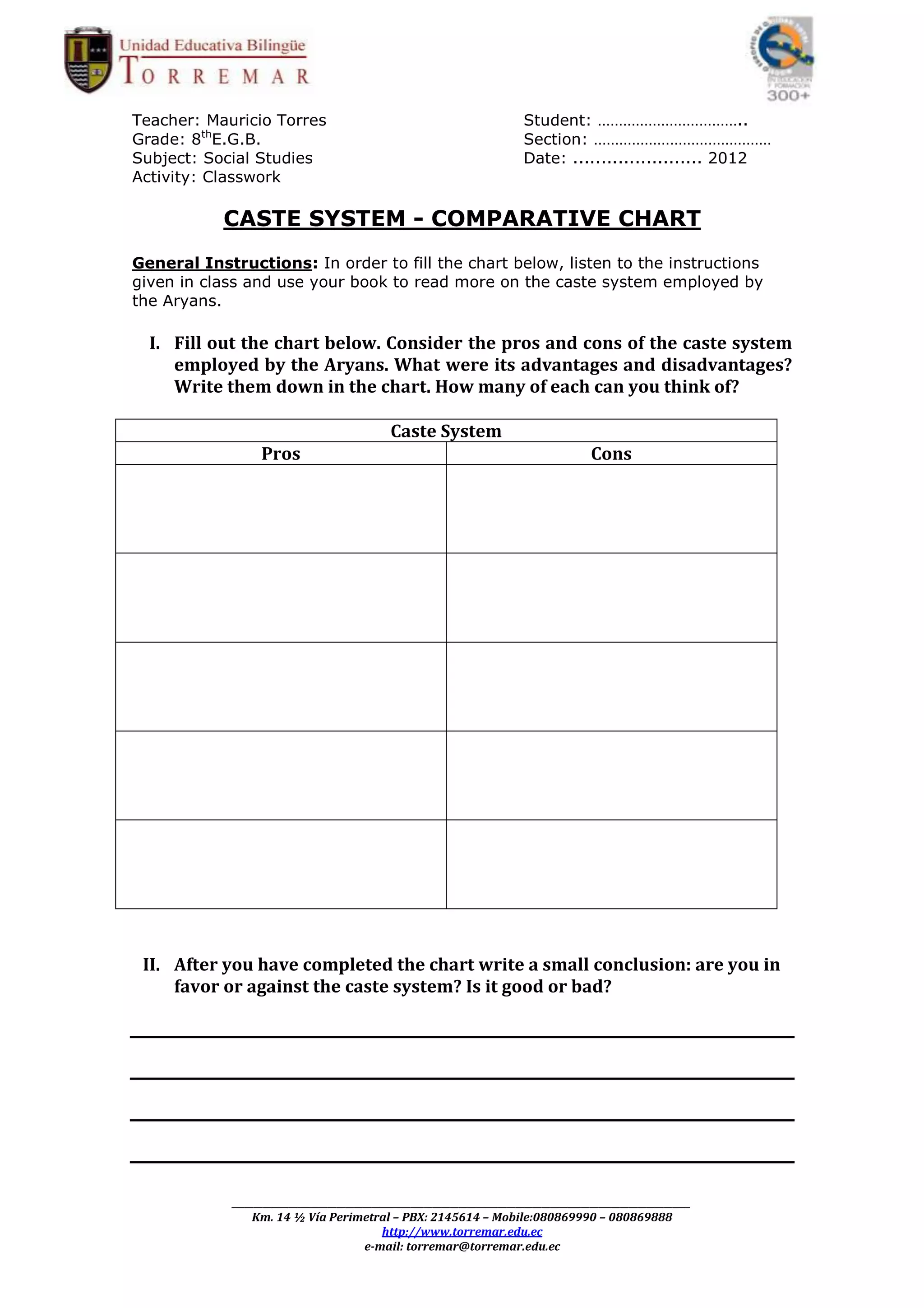 Caste System Chart DOCX Debated Sensitive Social Issues Sensitive