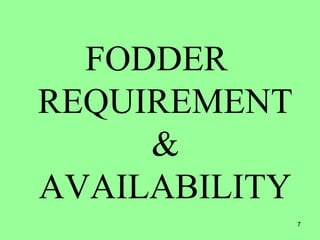 7
FODDER
REQUIREMENT
&
AVAILABILITY
 