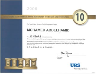 URS - 10 years completion