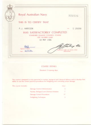 Certificate of Proficiency RAN Damage Control