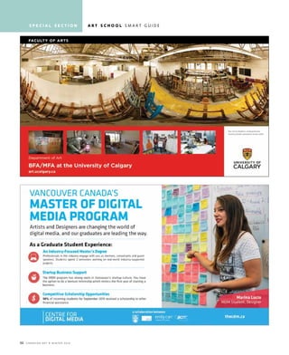 s p e c i a l s e c t i o n a r t s c h o o l s m a r t g u i d e
52 C a n a d i a n a r t • w i n t e r 2 01 6
 