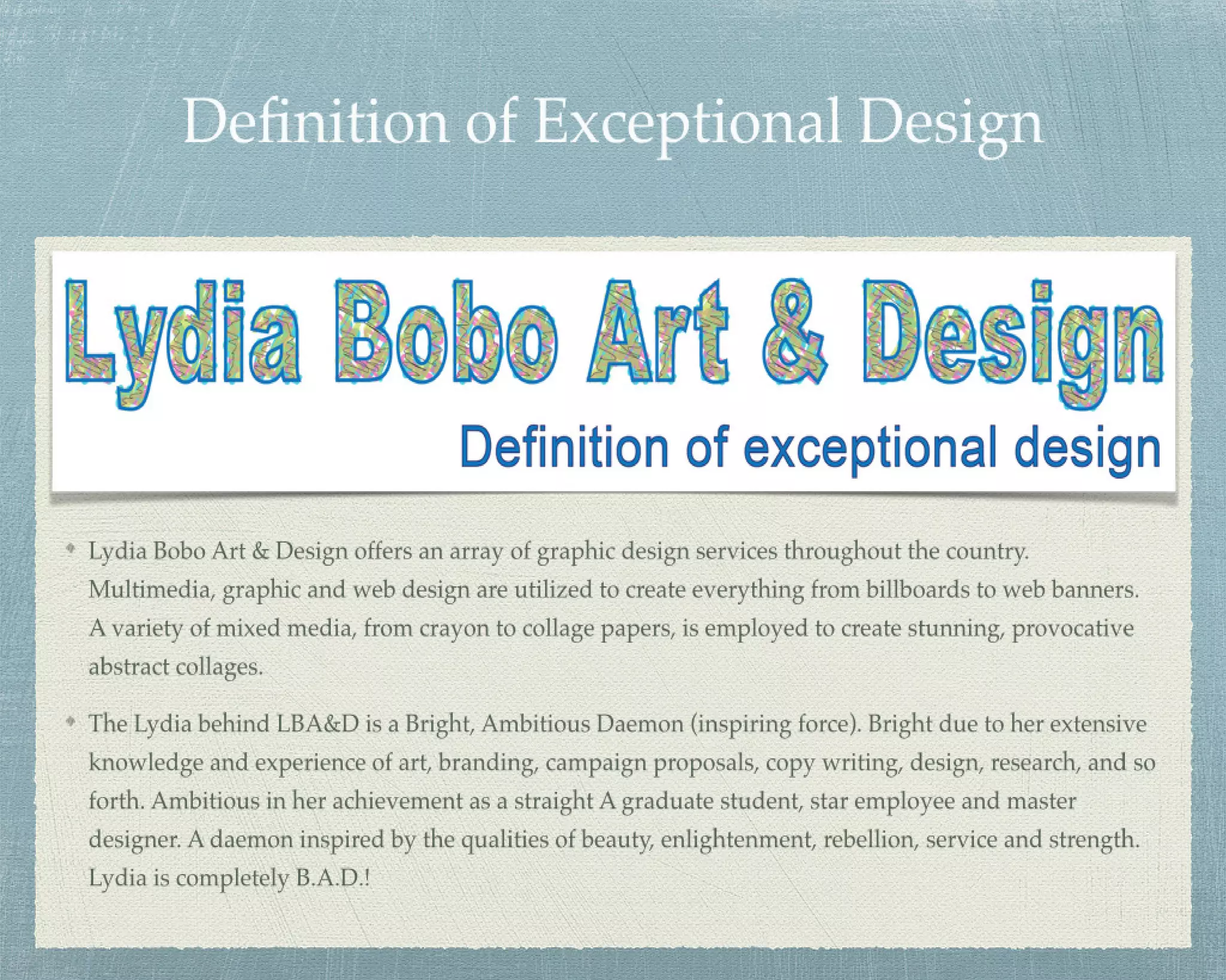 LBA&D homepage presentation