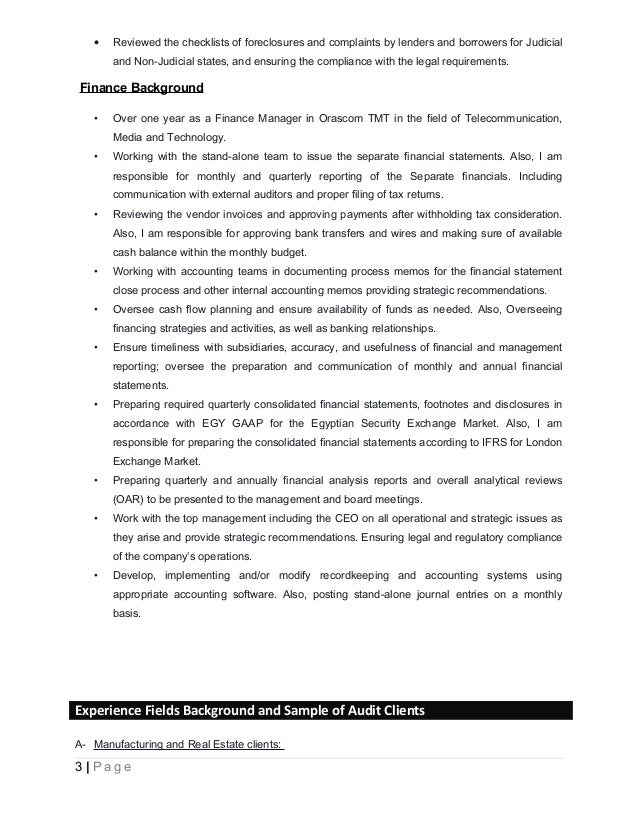 Brief Of Experience Background