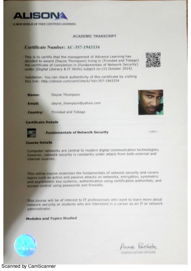 Fundamentals of Network Security Cert