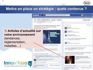 Mettre en place un stratégie : quels contenus ?
1/ Articles d’actualité sur
votre environnement
(tendances,
réglementation,
maladies…)
 